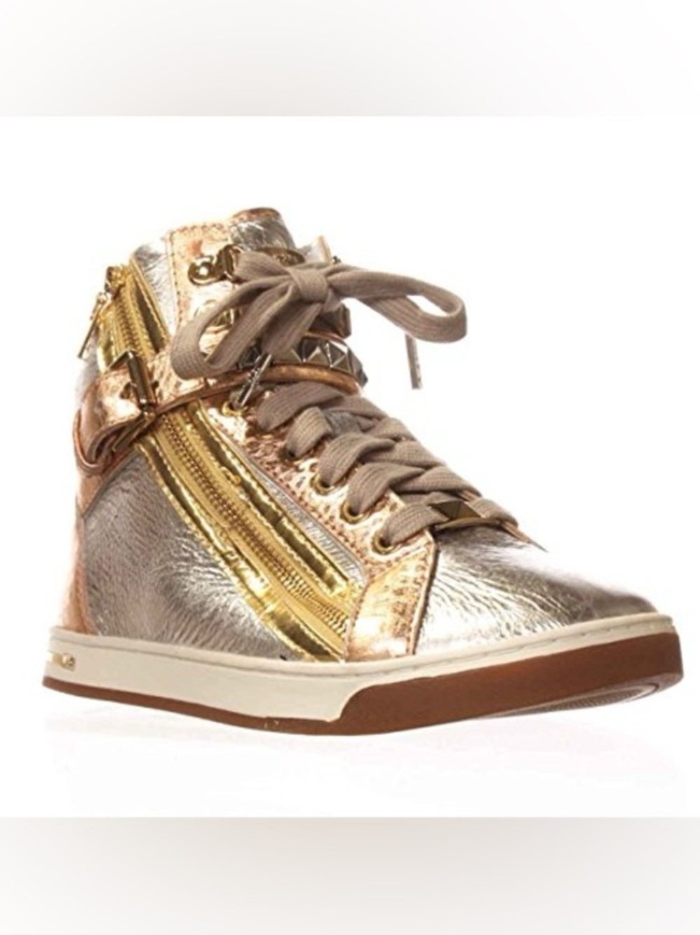 Michael Kors Metallic Gold High-Top Women's Sneakers - Designer Style